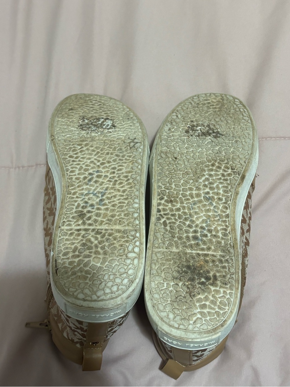 Michael Kors Tan High-Top Logo Sneakers with White Laces - Picture 7 of 8
